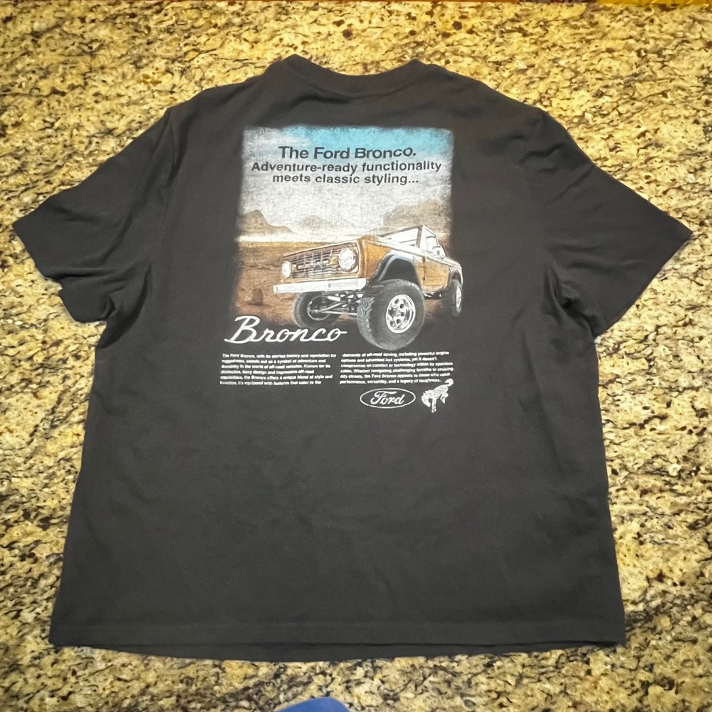 Ford Bronco Mens XL T-Shirt Black Hybrid Apparel Graphic Official Licensed Tee